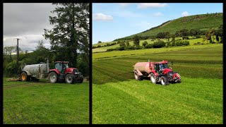 MAKING SECOND CUT SILAGE GROW Slurry Spreading July 2k24 Case Maxxum 150 amp Puma 150 🇮🇪 [upl. by Delastre]