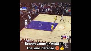 Bronny James jr attacking the defense suns d nba basketball bronnyjames lebronjames lakers [upl. by Tybie]