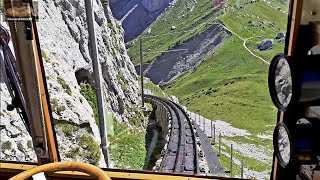 Pilatus Train Switzerland Drivers View  Worlds Steepest Cogwheel Railway 4K [upl. by Schoening]