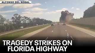 Florida plane crash Video shows moment it hit the highway [upl. by Airbas145]