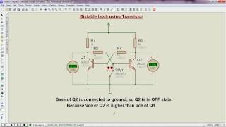 Bistable latch circuit operation  Proteus [upl. by Trebuh]