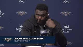 Zion Williamson on 3Q run upcoming homestand  PelicansThunder Postgame Interview 32624 [upl. by Solitta]