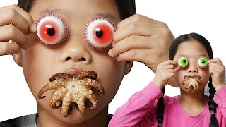 Mukbang 주꾸미 Webfoot Octopus 눈알젤리 Eyeballs Jelly TwinRoozi Family 쌍둥이루지 가족 먹방 [upl. by Eibrik]