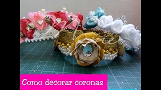 COMO DECORAR CORONAS DE ENCAJE Y GUIPUIR CON FLORES DE TELA PARTE 2CREACTIVATE MANUALIDADES [upl. by Brandy]