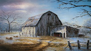 Palette Knife Barn  Landscape Painting Demo [upl. by Lyle]