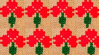 ফুল আসনের নকশা শিখুন। flower cross stitch design।door mat design।floormat design।sitting mat selai। [upl. by Biegel]