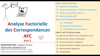 Analyse Factorielle des correspondances [upl. by Labinnah]