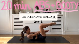 20MIN abs and booty pilates workout  DAY 3 CHALLENGE  no equipment [upl. by Rogerio]