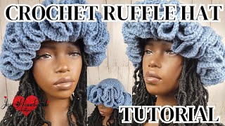 Crochet Ruffle Hat tutorial  Beginner Friendly [upl. by Ahsirtap]