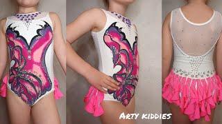 Leotard try on simple homemade rhythmic gymnastics leotard glitter rhinestones [upl. by Aititel]