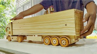 CONTAINER TRAILER VOLVO FH WOODEN TRUCK Part2 WOODWORKING [upl. by Noled]