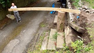 Moving large stone steps and stone wall prep [upl. by Wilow]