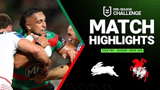 NRL PreSeason 2024  Rabbitohs v Dragons  Match Highlights [upl. by Rramo]