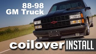 8898 Chevy C1500 Ridetech Coilover Install  Lowered Performance Suspension [upl. by Ensoll407]