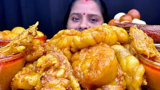 Eating Mutton Fat Curry Chicken masala Egg Masala Sweet  Asmr [upl. by Hunsinger]