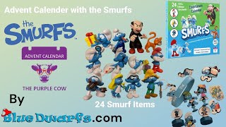 Smurfs Advent Calendar  12 figures and 12 Smurf gadgets  The Purple Cow [upl. by Eeldarb722]