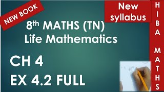 8th maths chapter 4 exercise 42 full answers tn samacheer new syllabus 20202021 [upl. by Carolyne154]