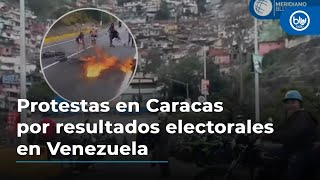 Protestas en Caracas por resultados electorales en Venezuela bloquean paso a aeropuerto [upl. by Belva262]