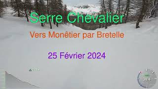 Serre Chevalier  25 Février 2024  Descente jusquà Monêtier par les rouges côté Clot Gailliard [upl. by Gerkman110]