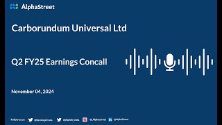 Carborundum Universal Ltd Q2 FY202425 Earnings Conference Call [upl. by Notse]