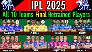 IPL 2025  All Team Retained Players List  CSK KKR RCB MI GT SRH LSG PBKS DC RR IPL 2024 [upl. by Haily202]