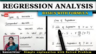 Regression Analysis  Basics with Formulas  Lines Of Regression Equations  Statistics  By Kauser [upl. by Slemmer448]