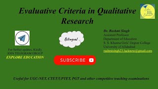 Evaluative Criteria of Qualitative Research [upl. by Yenduhc]