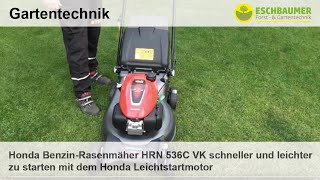 Honda BenzinRasenmäher HRN 536C VK schneller und leichter zu starten mit dem Honda Leichtstartmotor [upl. by Ellivnarg]