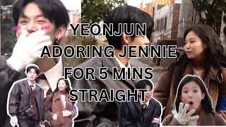 TXTS YEONJUN ADORING JENNIE  ALL Jennie and Yeonjun Interaction in Apartment 404 Episode 4 [upl. by Etnohc]