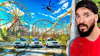 SURROUNDED BY POLICE in ABANDONED AMUSEMENT PARK EPIC ESCAPE [upl. by Nysilla]