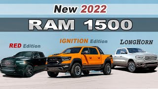 New 2022 RAM 1500 amp 1500 TRX Models  Limited Ignition Special Red amp LongHorn Edition [upl. by Analihp943]