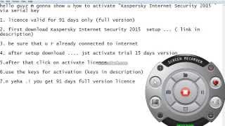 Kaspersky Internet Security 2015 Online Activation Key is Here  91 DAYS [upl. by Akienom]