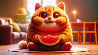 Cat likes to eat watermelon 🐈❤️🍉 cat cutecat aicat [upl. by Enihpets]