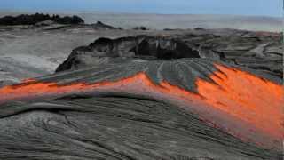 Rivers of molten lava high up Pulama Pali  Kilauea Volcano Hawaii DIGITALNECTAR [upl. by Cooe167]