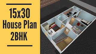 15x30 House Plan With 2 Bedrooms  50 Gaj Makan Ka Naksha  15 by 30 House Design [upl. by Ardeed]