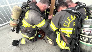 Firefighters walk across Ravenel Bridge to honor lives lost during the September 11 terror attacks [upl. by Kylen351]