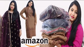 Amazon Winter Wear Kurta Set HaulVelvet Kurta setWoolen Kurta set Woolen KurtiMakeup by Nidhi [upl. by Ormsby]