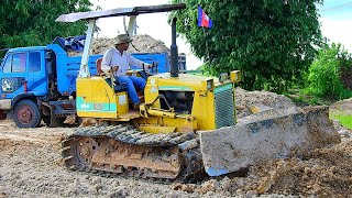 JUST NEW PROJECT  ShantuiBulldozer D20P amp Truck 5T PUSHING Pour Dry Soil To Delete Big Pond [upl. by Presber]