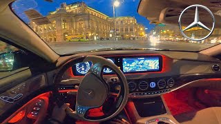 2016 Mercedes Benz S350 W222  Night City Drive 4K POV [upl. by Jocko]