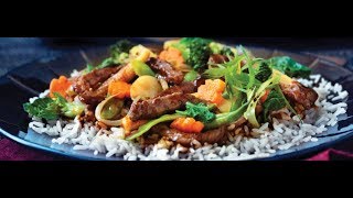 Recette Lanières de Boeuf Griller aux légumes ¨servi sur du riz¨ [upl. by Eycal33]