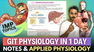 gastrointestinal physiology in 1 year in 2 days  git physiology important topics and note [upl. by Hobie510]