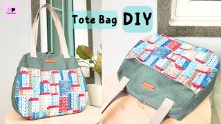 DIY Zipper Tote Bag Tutorial  Tote Bag Tutorial With Zipper [upl. by Alikee]