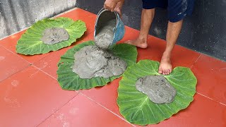 Very Cool Cement Ideas  Artwork ideas from cement and leaves for garden decoration [upl. by Deenya]