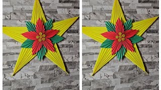 Estrella con pascua navideña hecha con rosetones de papel [upl. by Noirret688]