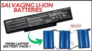 How to Salvage  Recycle Lithium Ion Liion batteries from a laptop battery pack 18650 [upl. by Lleihsad]