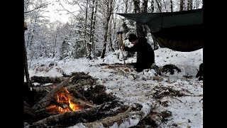 Scottish Winter Hammocking Bushcraft Camp [upl. by Blakely]