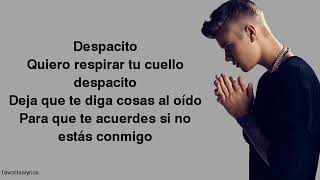 Justin Bieber  Despacito Lyrics ft Luis Fonsi Daddy Yankee [upl. by Cleti556]