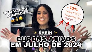 CUPONS DA SHEIN PARA JULHO 2024 [upl. by Idnas]