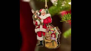 Christmas Keepsakes Gold Plated Santa With Toys Ornament in Gift Box [upl. by Airehc]