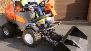 Husqvarna P 525D  how to attach utility bucket [upl. by Denys710]